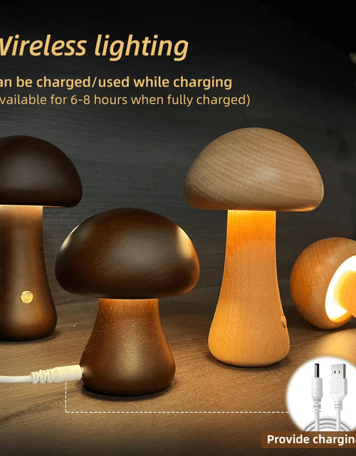 Load image into Gallery viewer, Mushroom Lamp, Dimmable LED Creative Wood Night Light with USB Charging for Home Decor
