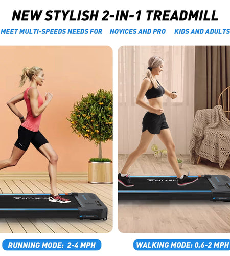 Treadmills for Home, CITYSPORTS Walking Pad Treadmill with Audio Speakers, Slim & Portable