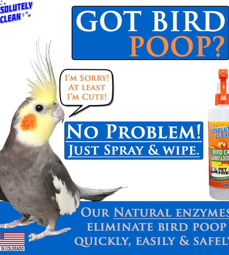 Amazing Bird Cage Cleaner and Deodorizer - Just Spray/Wipe - Safely & Easily Removes Bird Messes Quickly and Easily - Made in the USA