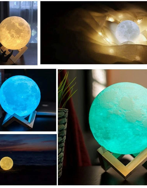 Load image into Gallery viewer, Moon Lamp 2023 Upgrade, 3D Printing Moon Light 16 LED Colors with Wooden Stand &amp; Remote/Touch Control and USB Rechargeable, Gifts for Her Girls Kids Women Girlfriend 5.9 Inch
