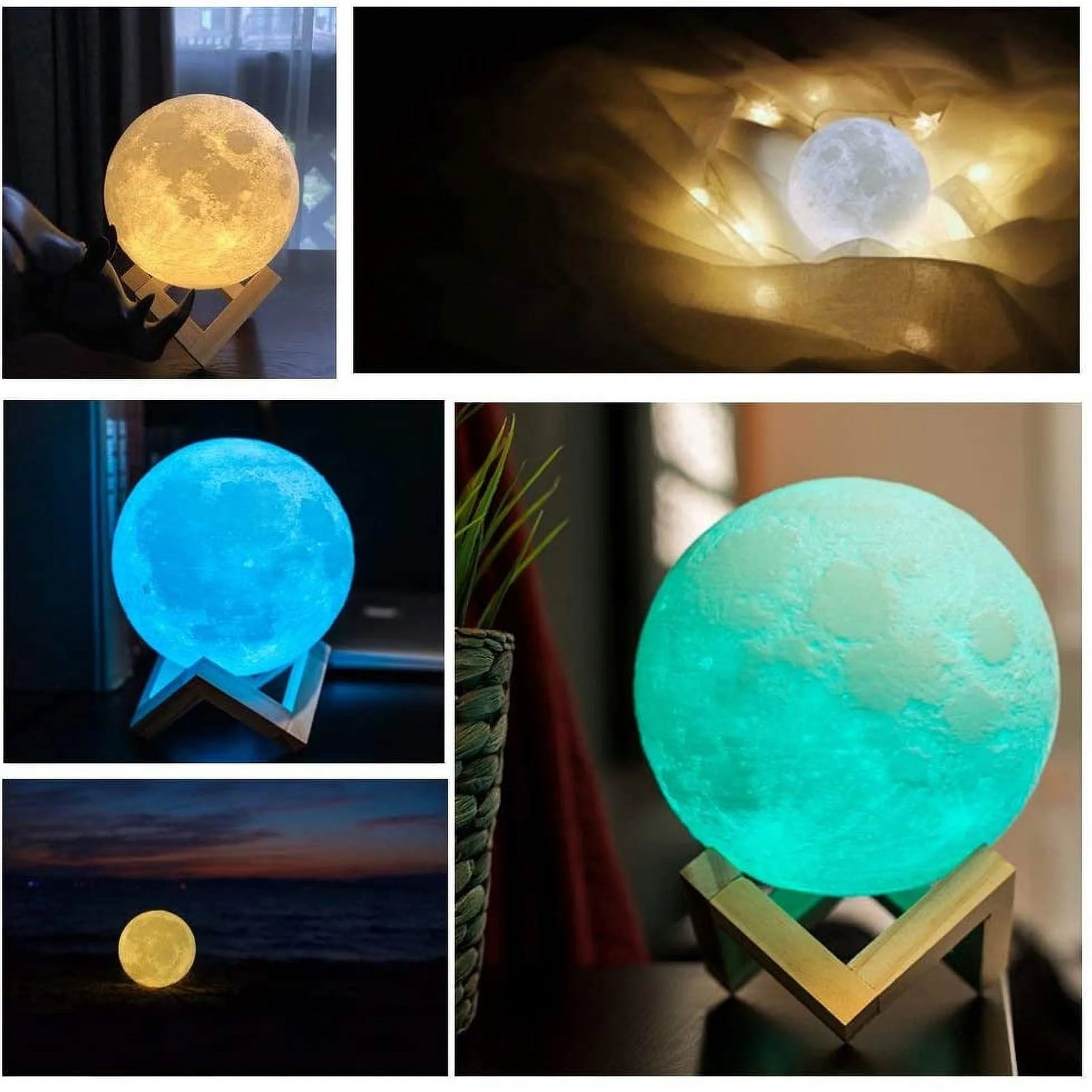 Moon Lamp 2023 Upgrade, 3D Printing Moon Light 16 LED Colors with Wooden Stand & Remote/Touch Control and USB Rechargeable, Gifts for Her Girls Kids Women Girlfriend 5.9 Inch