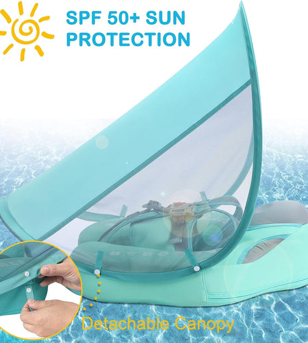 Baby Pool Float with Canopy UPF 50+, Non Inflatable  Float, Baby Floaties for Infants Swimming Training, No Flip over Baby Swimming Float