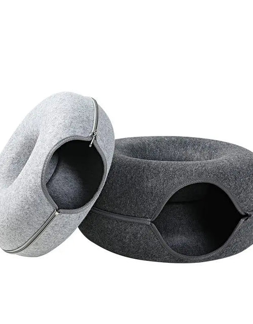 Load image into Gallery viewer, Donut Cat Bed Interactive Tunnel Pet Felt Indoor Toys Cats House Kitten Training Toy Cat Kennel Pets Supplies
