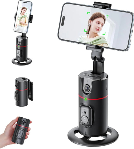 Auto Face Tracking Phone Holder Tripod, No App Required, 360° Rotation Smart Face Body Tracking Tripod Selfie Phone Camera Mount Cell Phone Stand for TIK Tok, Vlog, Live Streaming, Youtube Video