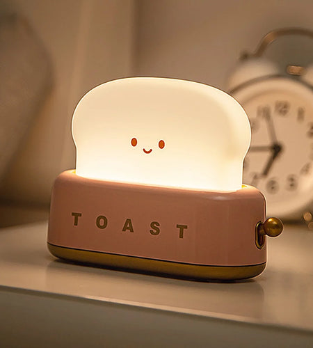 Cute Bread Night Light Usb Rechargable Desk Lamp Bedroom Bedside Sleep Light Reading Light for Office Bedroom Living Room