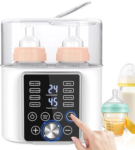 Bottle Warmer, 12-In-1 Baby Double Bottles Warmer Fast Baby Food Heater & Bpa-Free Milk Warmer with LCD Touch Display, Appointment & 24H Accurate Temperature Control for Breastmilk or Formula