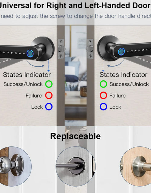 Load image into Gallery viewer, Smart Door Lock,Keyless Entry Door Lock with Handle,Fingerprint Door Lock with Tuya App,Smart Door Knob with Key for Home Bedroom
