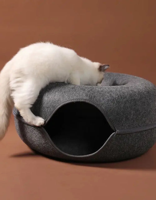 Load image into Gallery viewer, Donut Cat Bed Interactive Tunnel Pet Felt Indoor Toys Cats House Kitten Training Toy Cat Kennel Pets Supplies
