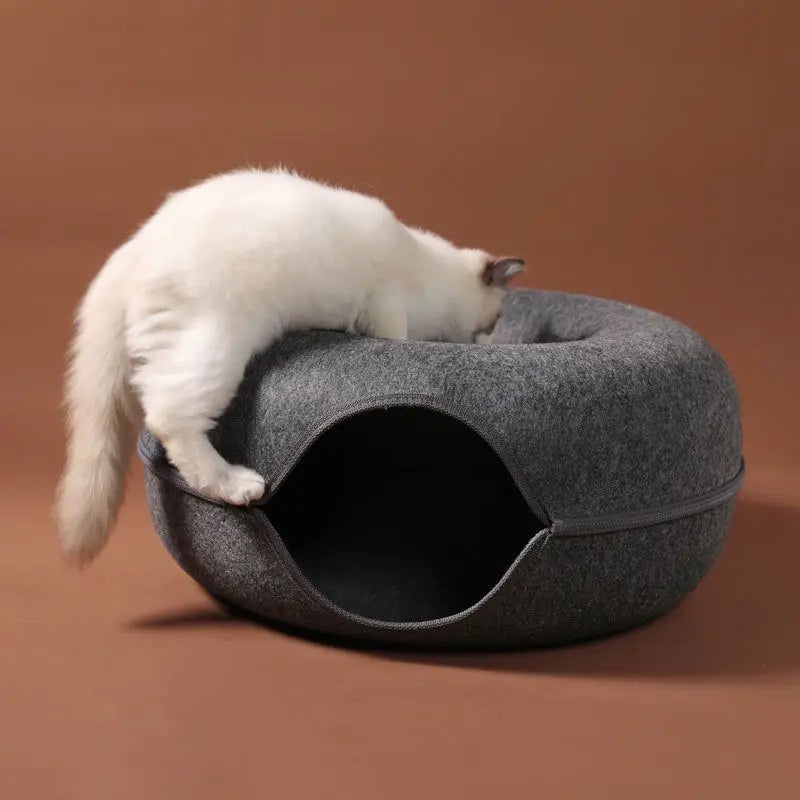 Donut Cat Bed Interactive Tunnel Pet Felt Indoor Toys Cats House Kitten Training Toy Cat Kennel Pets Supplies