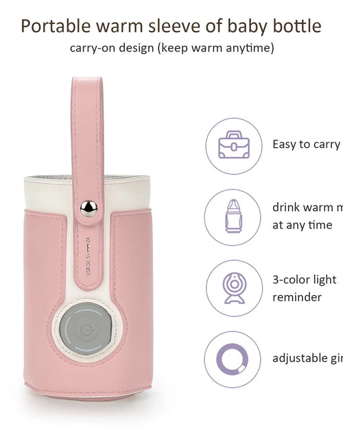 Load image into Gallery viewer, Portable Bottle Warmer,  Intelligent Bottle Warmer, Fast Charge, 3-Speed Temperature Regulation, Pink
