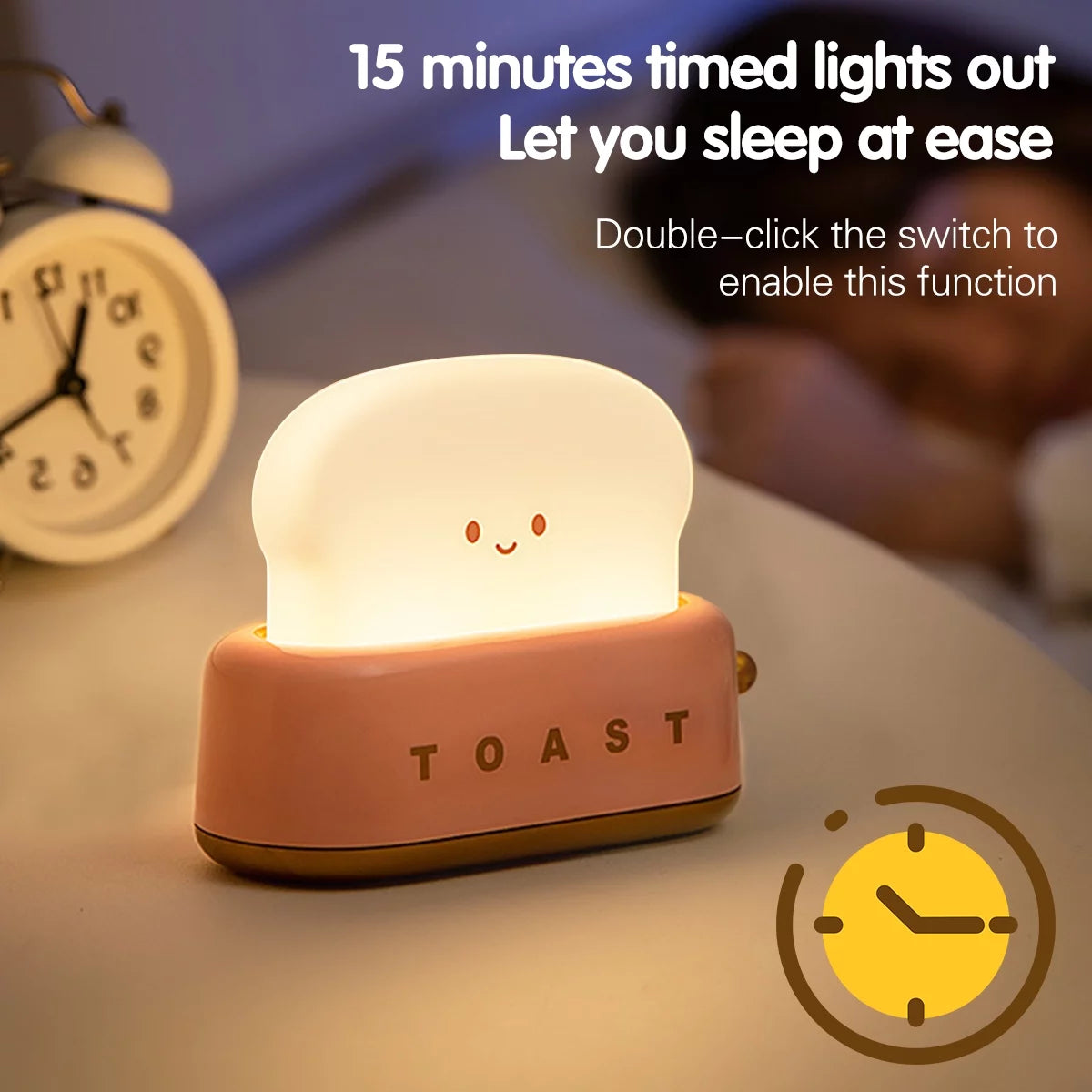 Cute Bread Night Light Usb Rechargable Desk Lamp Bedroom Bedside Sleep Light Reading Light for Office Bedroom Living Room