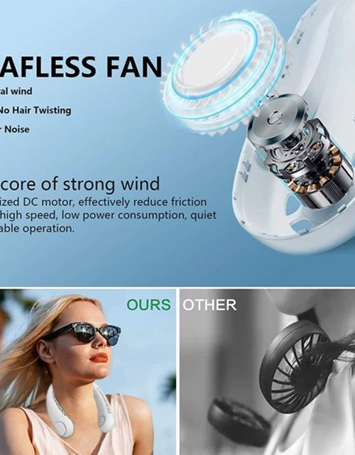 Load image into Gallery viewer, Portable Neck Fans, Hands Free Bladeless Fan, Neck Fan Rechargeable 4000 Mah Battery Operated Wearable Personal Fan, 3 Speeds-White
