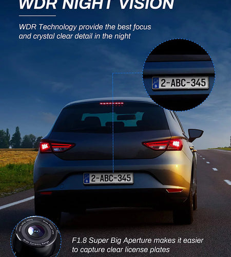 Dash Cam, 1080P Full Hd,On-Dashboard Camera Video Recorder for Cars with 3" LCD Display, Night Vision, WDR, Motion Detection, Parking Mode, G-Sensor, 170° Wide Angle