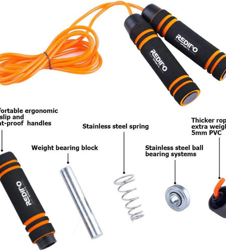 Premium Weighted Jump Rope (1LB) Thick Speed Cable with Solid Core with Memory Foam Handles for Cadio, Boxing, MMA, Fitness Workouts