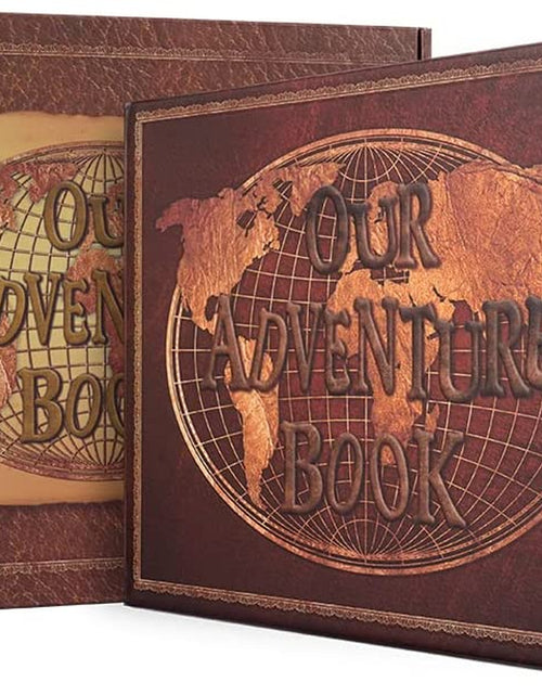 Load image into Gallery viewer, Our Adventure Book Scrapbook 180 Pages Photo Album, DIY Handmade Memory Travel Diary Photo Book Journal Scrapbook, Embossed Letter Leather Cover for Anniversary,Wedding,Best Friend Gift
