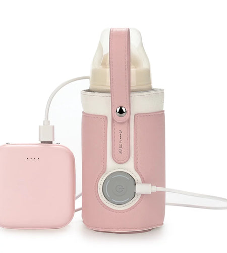 Portable Bottle Warmer,  Intelligent Bottle Warmer, Fast Charge, 3-Speed Temperature Regulation, Pink