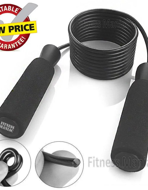 Load image into Gallery viewer, Aerobic Exercise Boxing Skipping Jump Rope Adjustable Bearing Speed Fitness BLK
