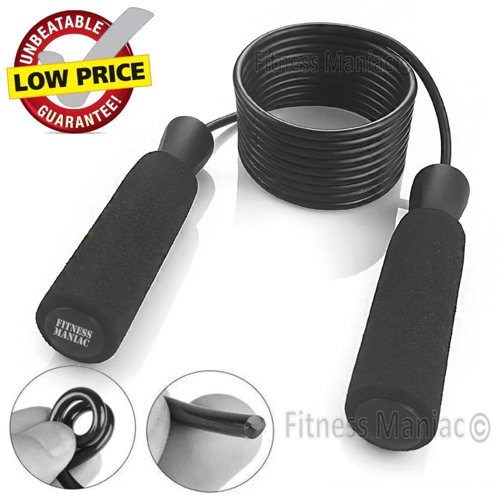 Aerobic Exercise Boxing Skipping Jump Rope Adjustable Bearing Speed Fitness BLK