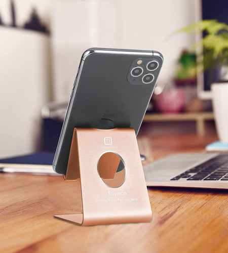 Cell Phone Stand Desk Phone Holder, Cradle, Dock, Compatible with All 4-8Inch Phones, Office Kitchen Traveling Accessories T1 Rose Gold