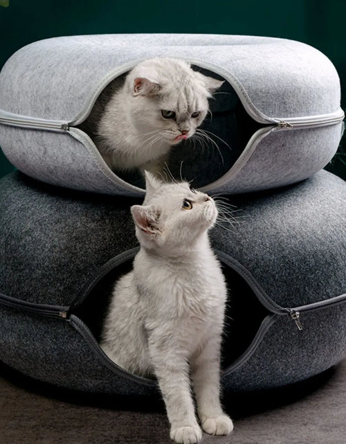 Load image into Gallery viewer, Donut Cat Bed Interactive Tunnel Pet Felt Indoor Toys Cats House Kitten Training Toy Cat Kennel Pets Supplies
