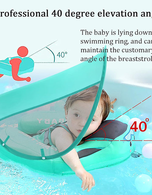 Load image into Gallery viewer, Baby Pool Float with Canopy UPF 50+, Non Inflatable  Float, Baby Floaties for Infants Swimming Training, No Flip over Baby Swimming Float
