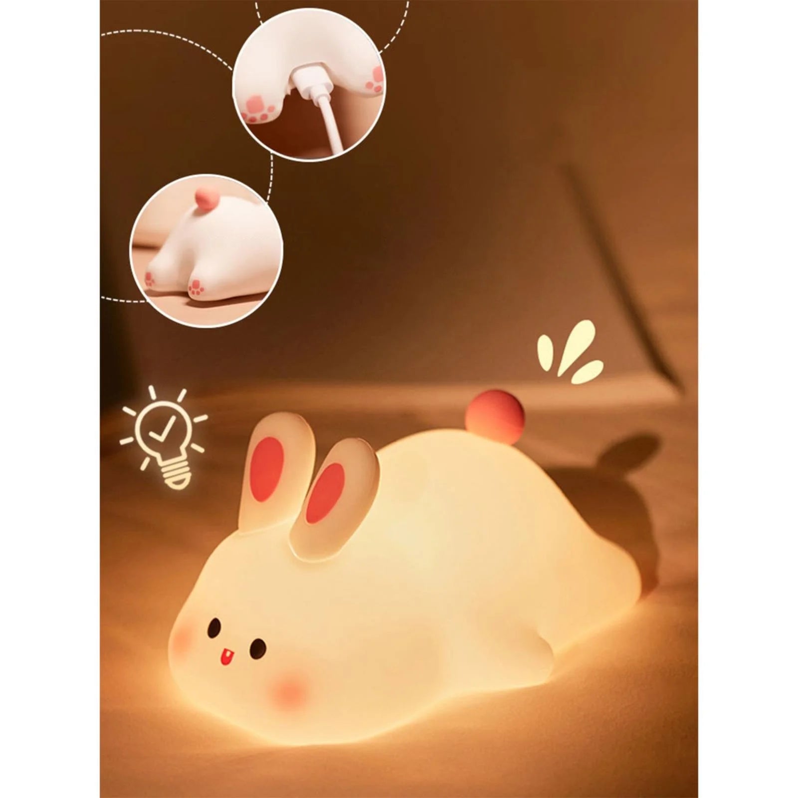 Night Light Clearance!  Night Light for Kids Bunny Lamp Rechargeable Rabbit Lamp Kids Lights for Bedroom Led Portable Night Light for Girls Boys Nursery Children Nightlight Cute Room Decor Pink