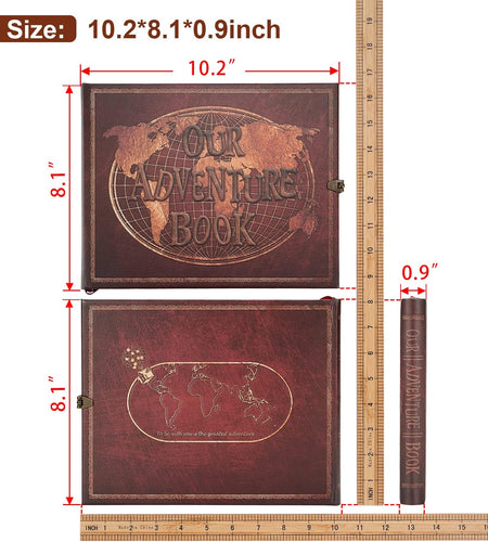 Our Adventure Book Scrapbook 180 Pages Photo Album, DIY Handmade Memory Travel Diary Photo Book Journal Scrapbook, Embossed Letter Leather Cover for Anniversary,Wedding,Best Friend Gift