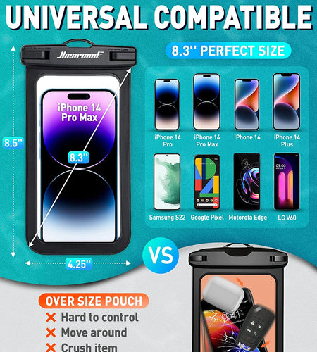 Waterproof Phone Pouch, Waterproof Phone Case for Iphone 15 14 13 12 Pro Max XS Samsung, IPX8 Cellphone Dry Bag Beach Essentials 2Pack-8.3"