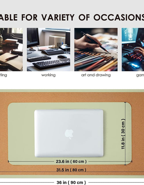 Load image into Gallery viewer, Cork Desk Mat - Dual-Sided Desk Pad for Office and Home - Desk Organization and Accessories - Ideal for Large Mouse Pad and Desk Mats on Top of Desks(Light Green,31.5&quot;X 15.7&quot;)
