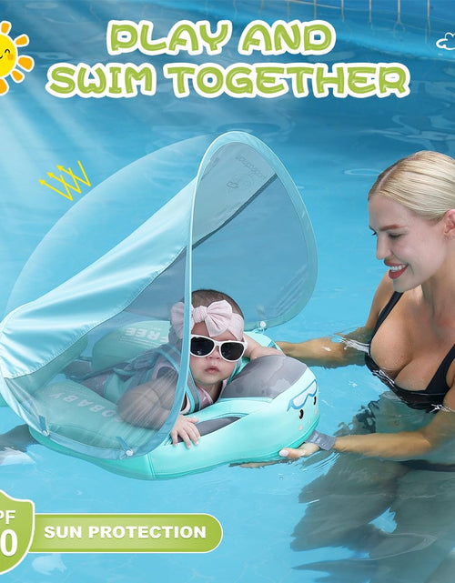 Load image into Gallery viewer, Baby Floats for Pool with Canopy Removable UPF 50+ UV Sun Protection Canopy Mambobaby Float Non Inflatable Upgrade Soft Waterproof Skin-Friendly Leather Material Infant Swim Float 3-24 Months
