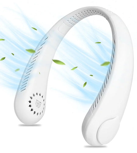 Portable Neck Fans, Hands Free Bladeless Fan, Neck Fan Rechargeable 4000 Mah Battery Operated Wearable Personal Fan, 3 Speeds-White