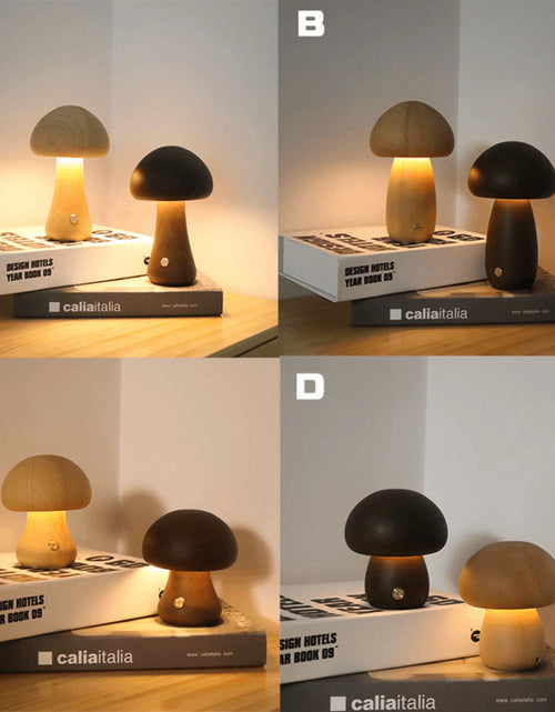 Load image into Gallery viewer, Mushroom Lamp, Dimmable LED Creative Wood Night Light with USB Charging for Home Decor
