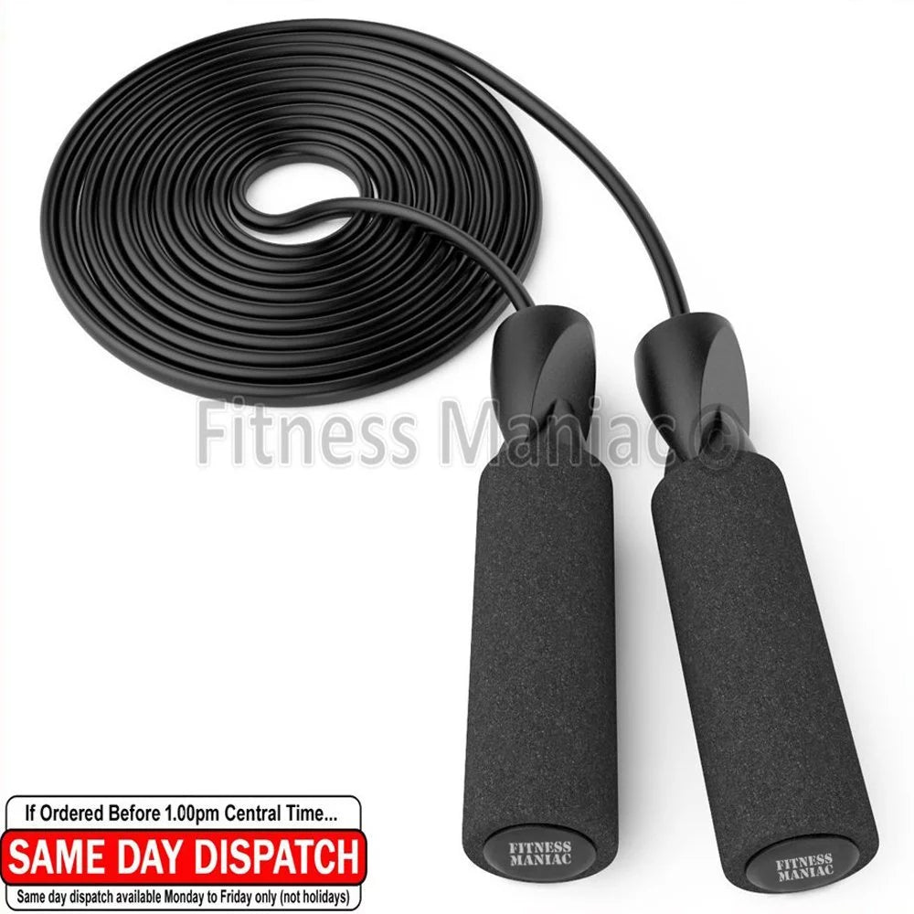 Aerobic Exercise Boxing Skipping Jump Rope Adjustable Bearing Speed Fitness BLK