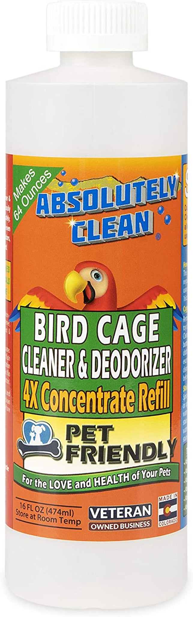 Amazing Bird Cage Cleaner and Deodorizer - Just Spray/Wipe - Safely & Easily Removes Bird Messes Quickly and Easily - Made in the USA