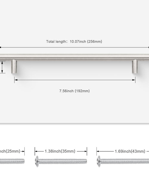 Load image into Gallery viewer, 15 Pack 192Mm(7-1/2Inch) Hole Centers Stainless Steel Kitchen Cabinet Door Handles and Pulls Cabinet Knobs Length 256Mm(10Inch) Brushed Nickel
