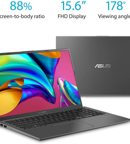 Vivobook 15 Thin and Light Laptop, 15.6” FHD Display, Intel I3-1005G1 CPU, 8GB RAM, 128GB SSD, Backlit Keyboard, Fingerprint, Windows 10 Home in S Mode, Slate Gray, F512JA-AS34